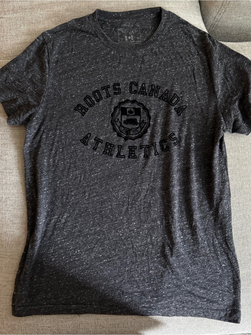 Roots Men's Dark Heather Gray 'Roots Canada Athletics' Short Sleeve Tee